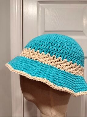 Handmade Crochet Bucket Hat 100% Cotton Lightweight Packable Festival Boho Beach